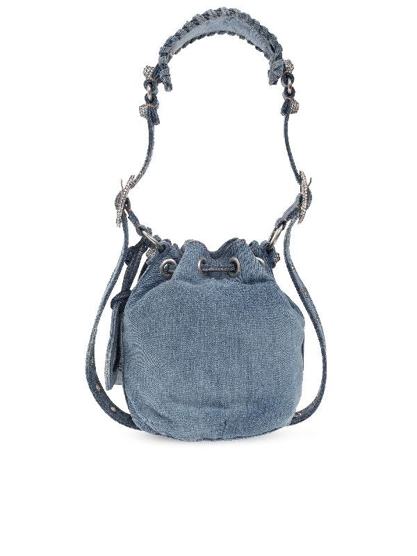 Balenciaga o1mt1gz1124 Size: OS / Le Cagole XS Bucket Bag Denim in Blue Size ONE SIZE - 3 Thumbnail