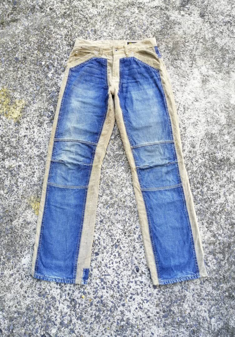 Designer Cordon Corduroy Denim Double Knee Pants Size US 31 - 1 Thumbnail