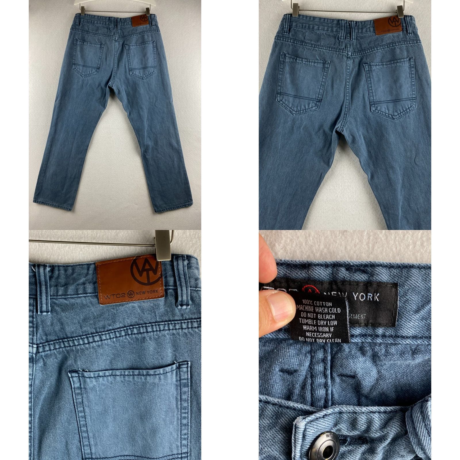 Denime WT02 Jeans Mens 34 x 30 Relaxed Straight Leg Denim 100% Cotton Blue Jeans Mens Regular 34 Blue Modern Vintage: No Size US 34 / EU 50 - 8 Thumbnail