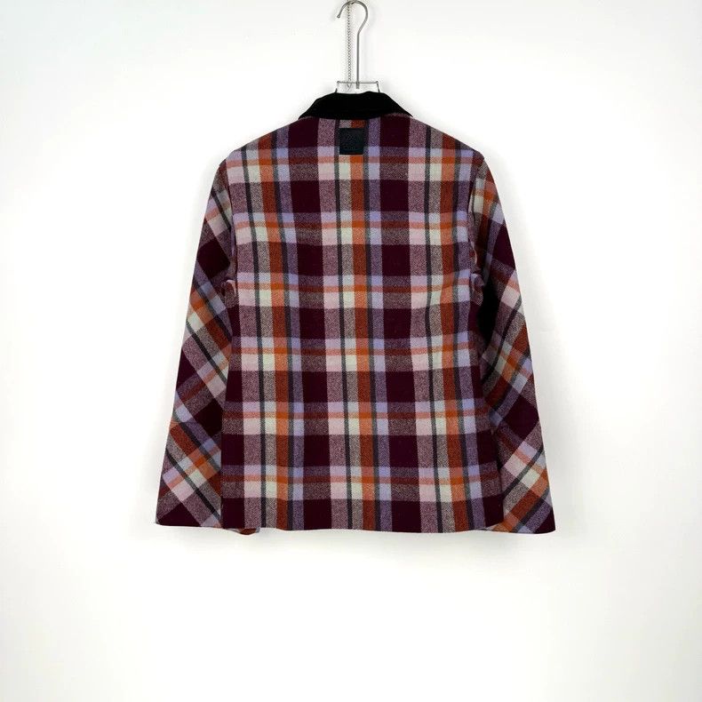 Loewe LOEWE Classic purple checkered leather logo woolen coat Size M / US 6-8 / IT 42-44 - 4 Thumbnail