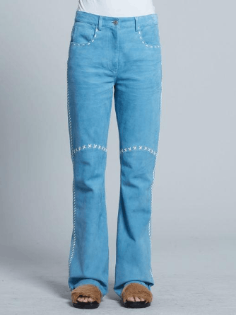 Marni o1srvl11e0624 Leather Trouser in Blue Size 30" / US 8 / IT 44 - 2 Thumbnail