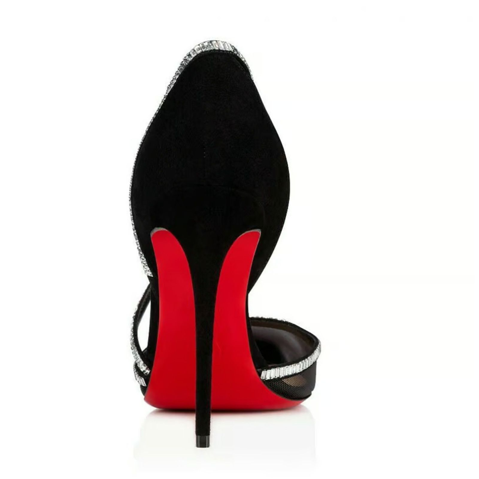 Christian Louboutin Chiara Diams 100 Black Silver Crystal Strap Heel Pump 39 Size US 9 / IT 39 - 2 Thumbnail