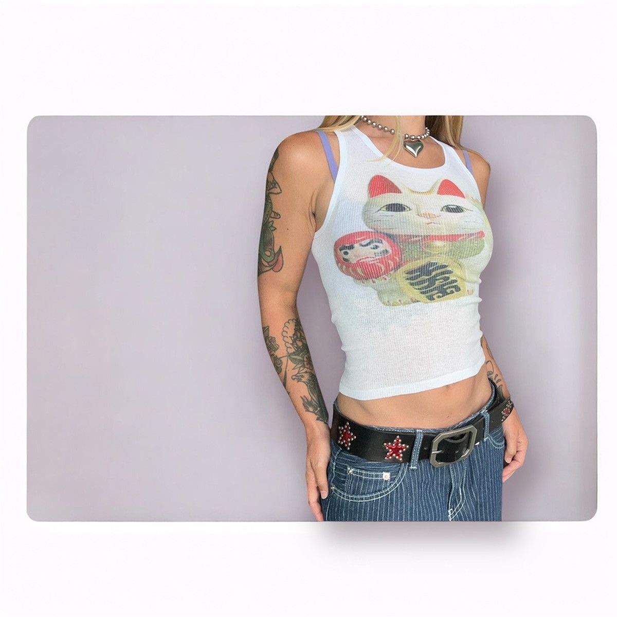 Other Waving Kitty Ribbed Tank 🐈🇯🇵 Size M / US 6-8 / IT 42-44 - 3 Thumbnail