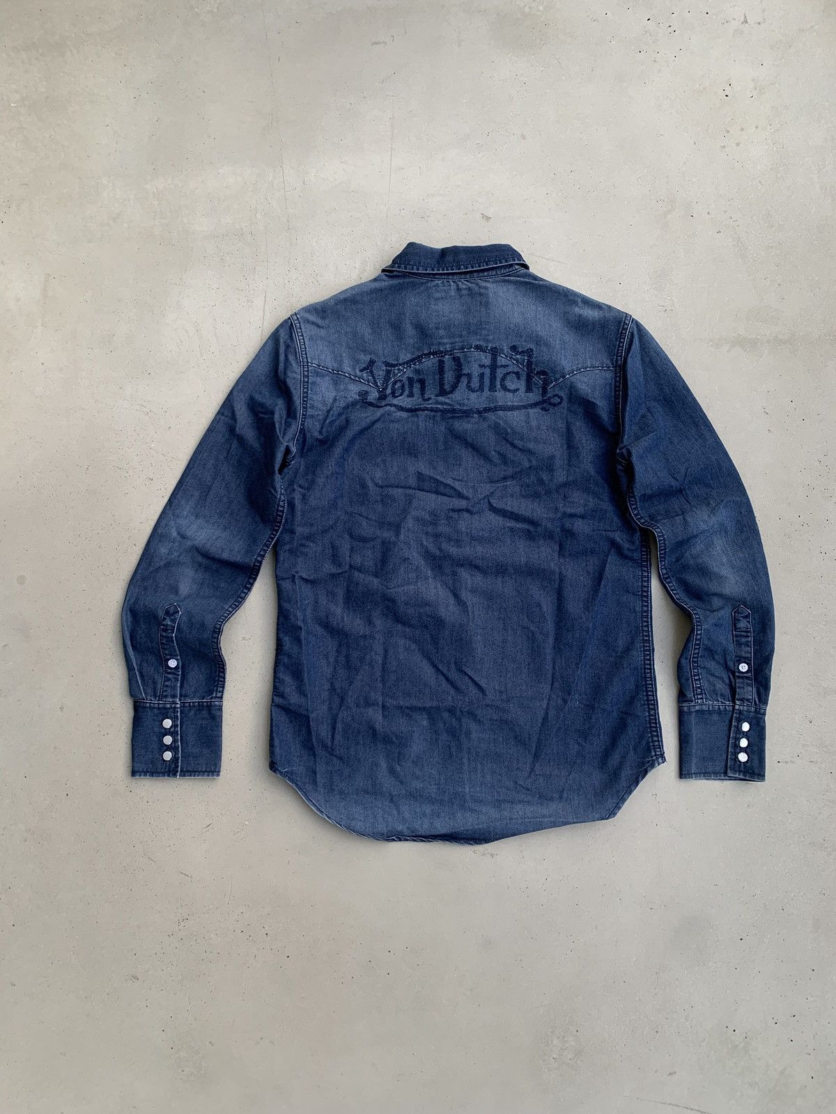 Von Dutch Von Dutch Denim Shirt Vintage Washed Avantgarde Big Logo Size S / US 4 / IT 40 - 1 Thumbnail