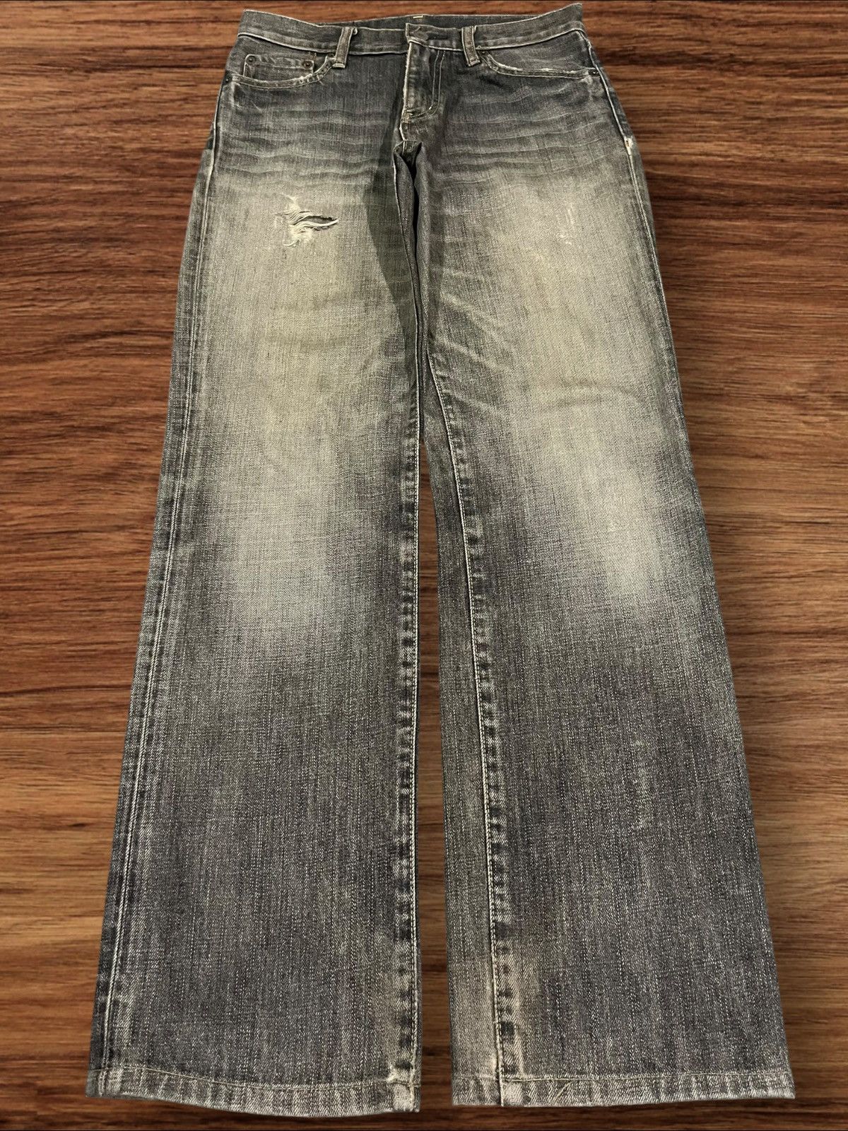 Vintage Japanese Brand Uniqlo Rusty Grey Washed Frayed Jeans