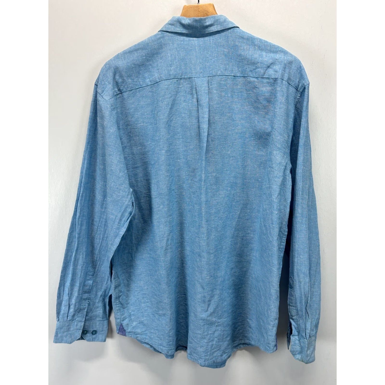 Vintage VINTAGE Bruno Linen Blend Shirt XL Mens Blue Button-Down Beach Shirt Size US XL / EU 56 / 4 - 3 Thumbnail