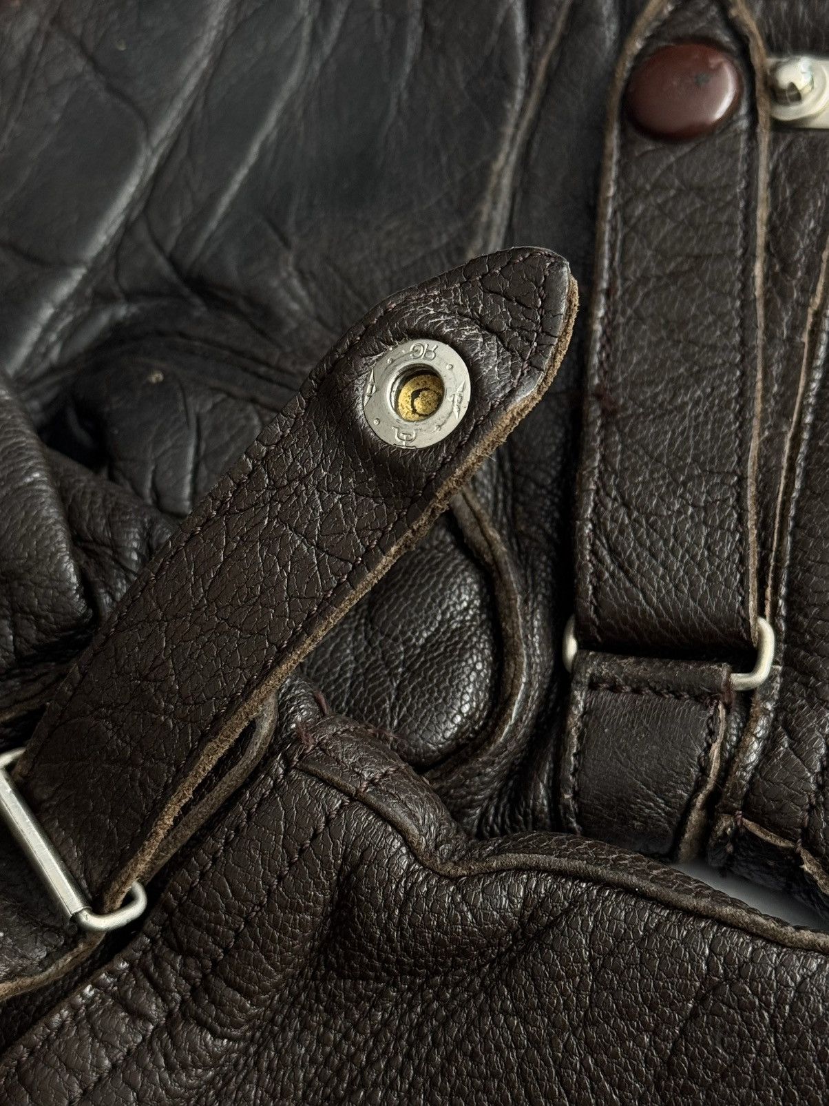 Vintage 1960s Vintage European Motorcycle Brown Leather Gloves Size ONE SIZE - 6 Thumbnail