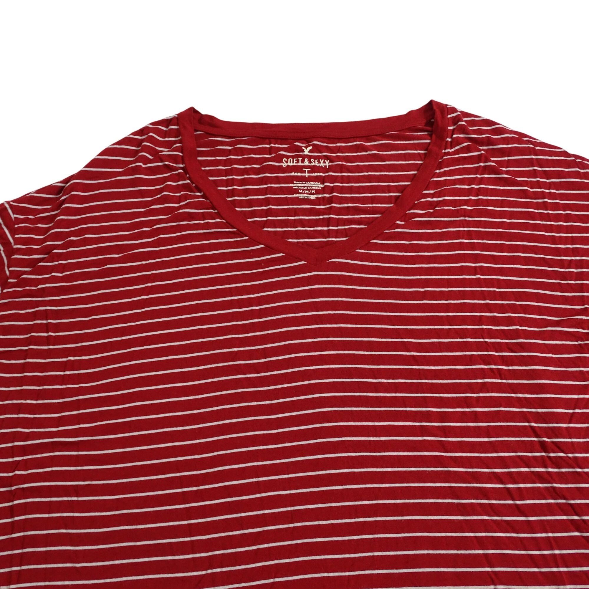 American Eagle Outfitters American Eagle Soft and Sexy V-Neck Stripe Size M Size M / US 6-8 / IT 42-44 - 2 Thumbnail