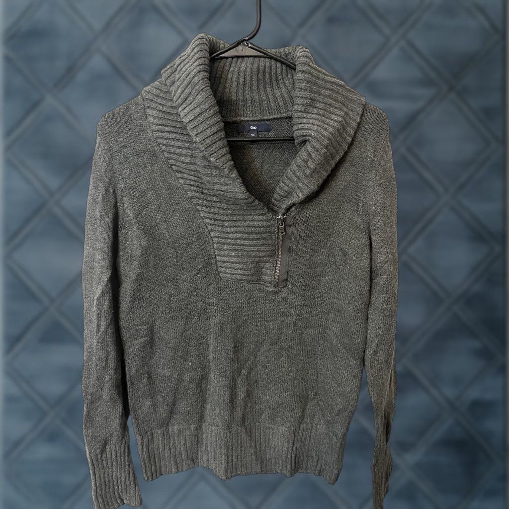Gap Gap Sweater Womens Gray Pullover 1/4 Zip Shawl Collar Long Sleeve Casual Small Size S / US 4 / IT 40 - 1 Thumbnail