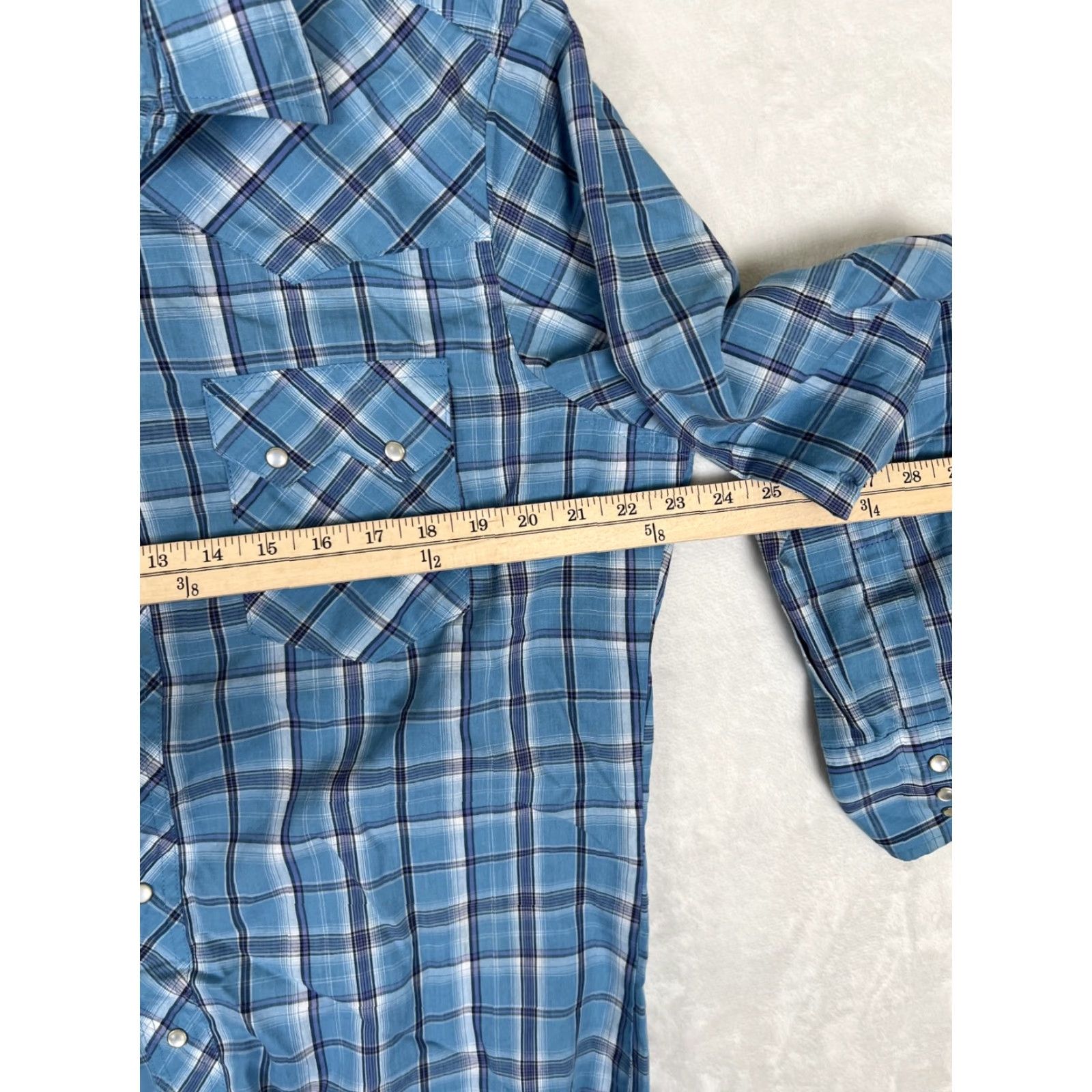 Wrangler VINTAGE Wrangler Western Shirt Plaid Pearl Snap XL Blue Men Shirt Junior? Size US XL / EU 56 / 4 - 5 Thumbnail
