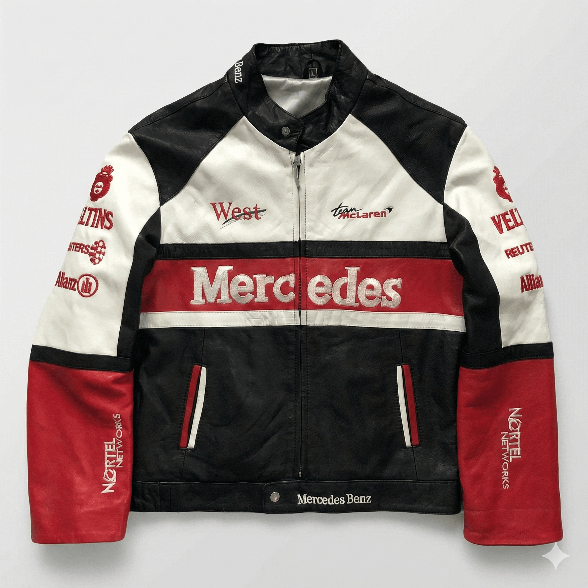 Vintage Vintage F1 West McLaren Mercedes Leather Racing Jacket Y2K Size S / US 4 / IT 40 - 1 Thumbnail