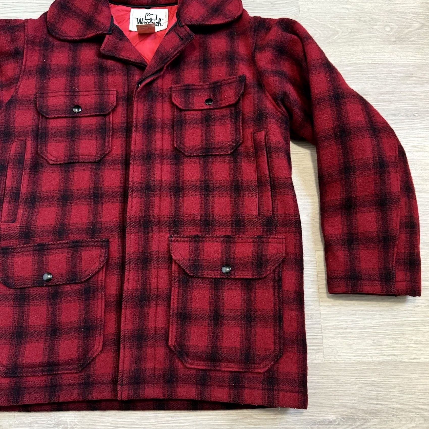 Vintage VINTAGE Woolrich Mackinaw Coat Jacket Hunting Wool 40 Men Plaid Woolen Mills Lined Pockets Size US XXS / EU 40 - 3 Thumbnail