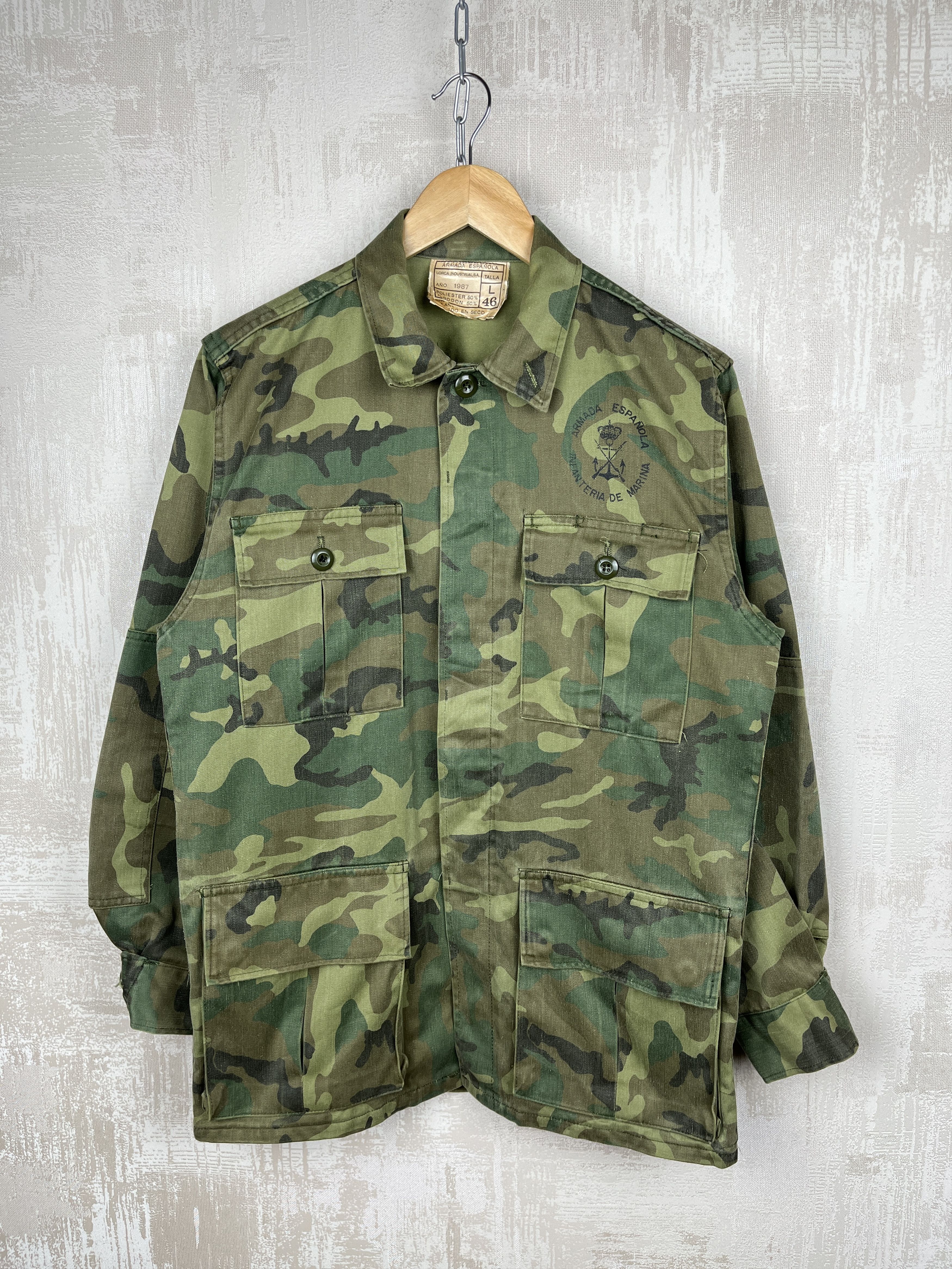 Vintage 80's Vintage Spanish Army Armada Espanola Woodland Jacket Size US S / EU 44-46 / 1 - 2 Thumbnail