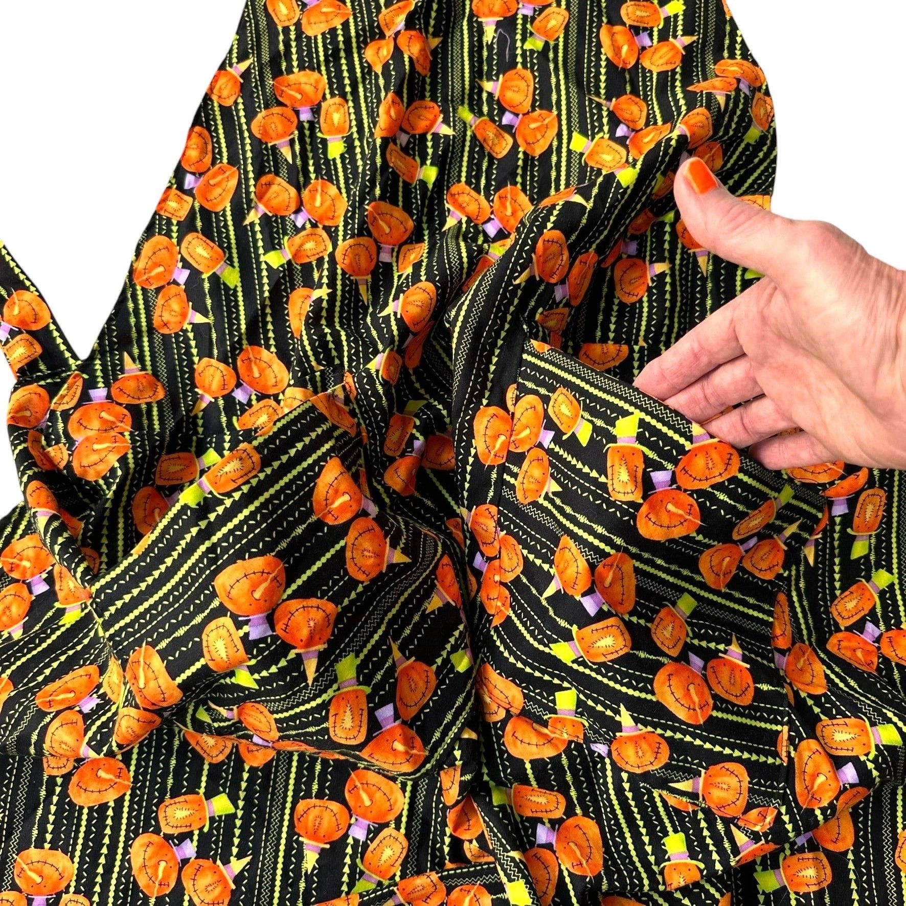 Handmade Vintage Handmade Halloween Apron Jack O Lanterns Pockets Bak Size ONE SIZE - 6 Thumbnail