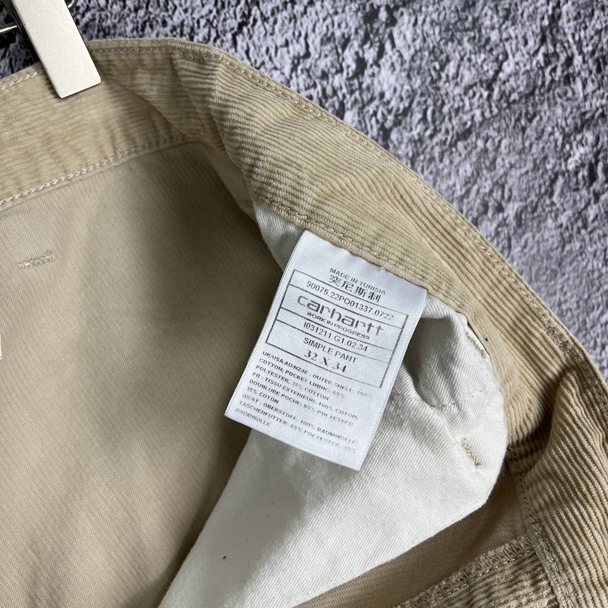 Carhartt × Carhartt Wip × Vintage 🦖VINTAGE🦖 Carhartt WIP Corduroy Beige Simple Pants Velvet Size US 33 - 18 Thumbnail