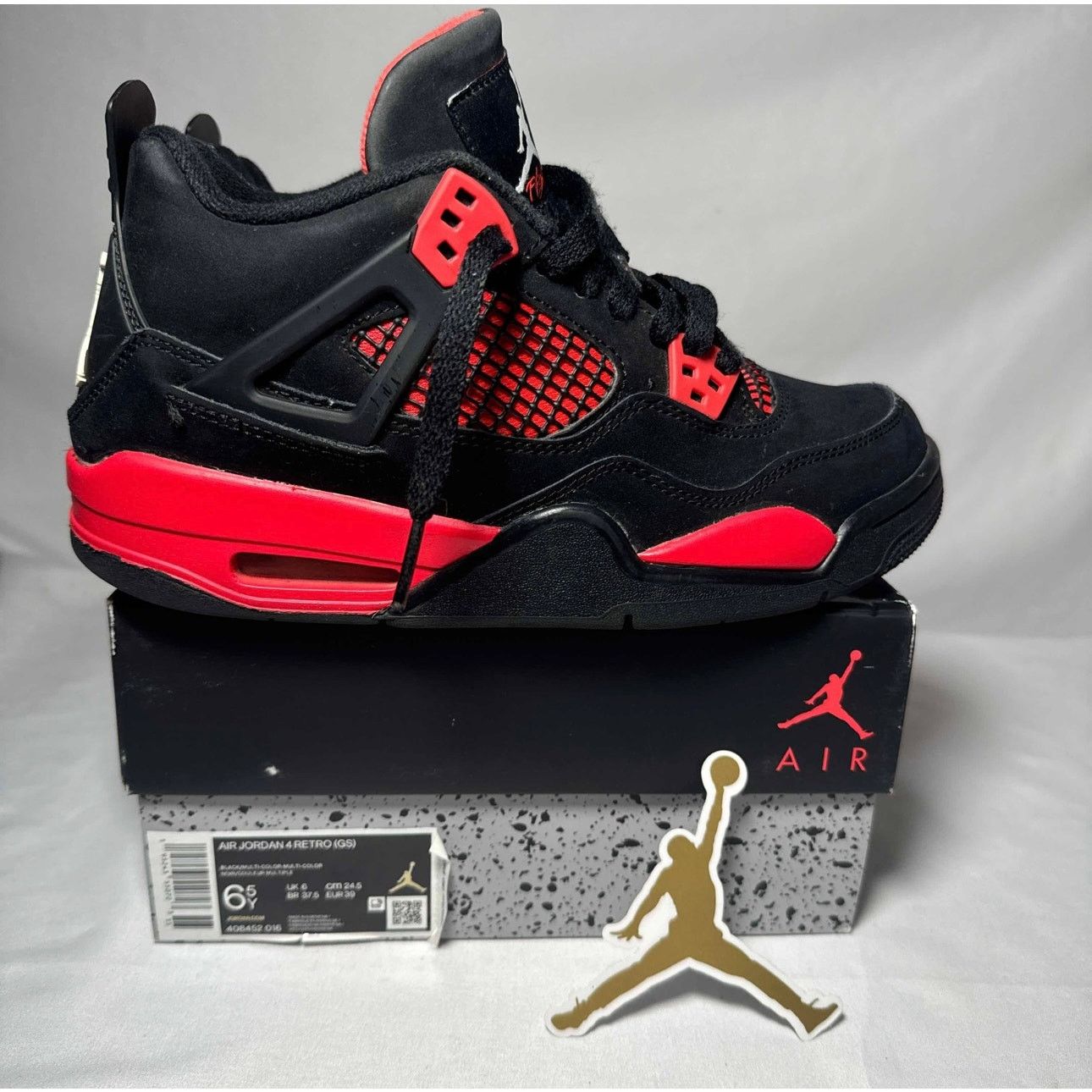 Jordan Brand × Nike Size 6.5 Nike Air Jordan 4 Retro GS Red Thunder Men's Shoes Size US 6.5 / EU 39-40 - 1 Thumbnail