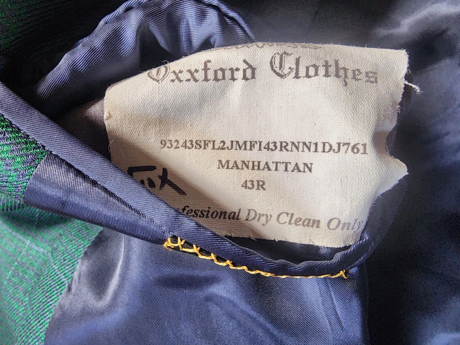 Oxxford Clothes Oxxford Clothes Sportcoat 44R Houndstooth Windowpane Green Size 44R - 15 Thumbnail