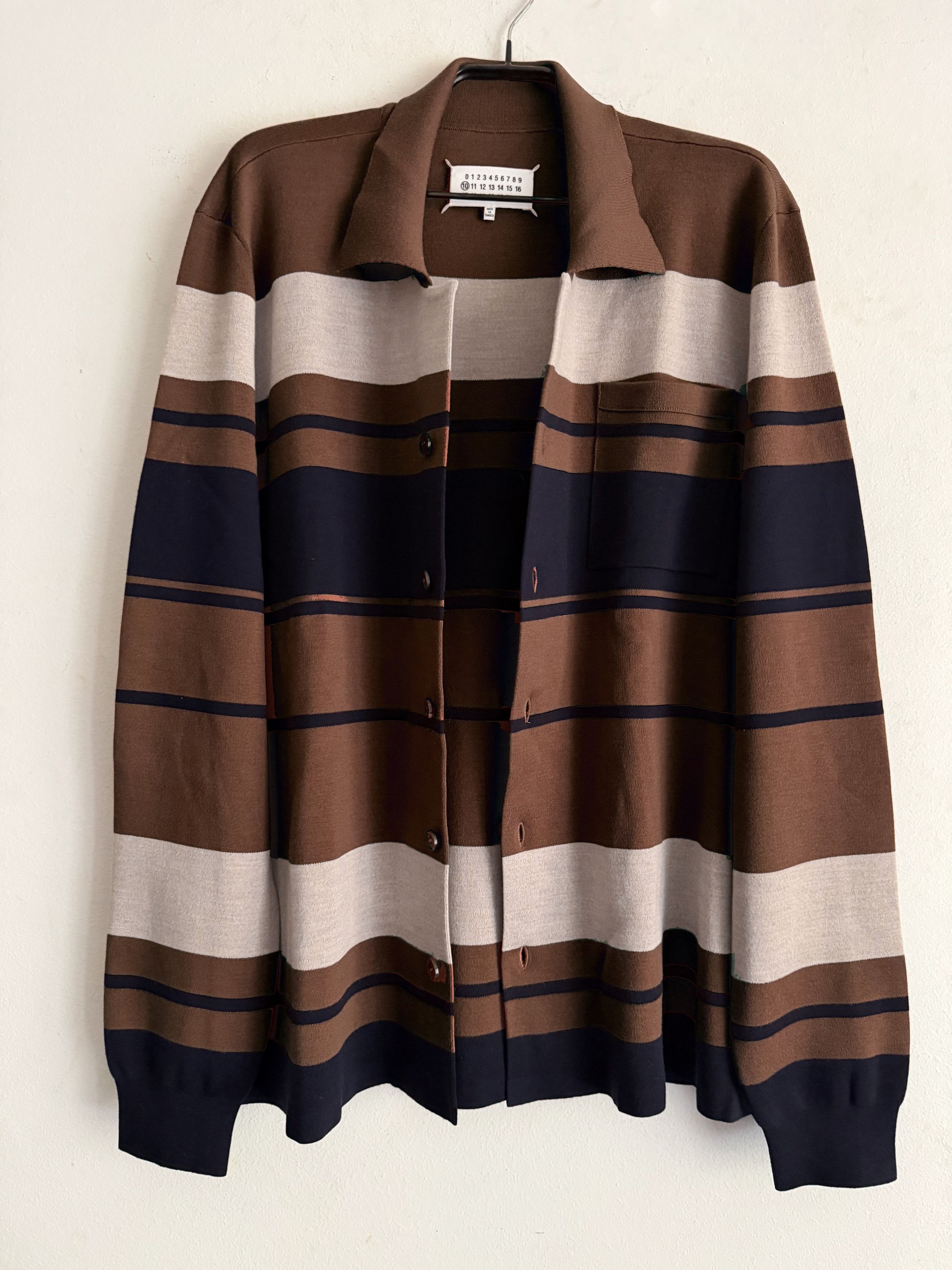Maison Margiela Striped Knit Button Front Cardigan Size US XL / EU 56 / 4 - 6 Thumbnail