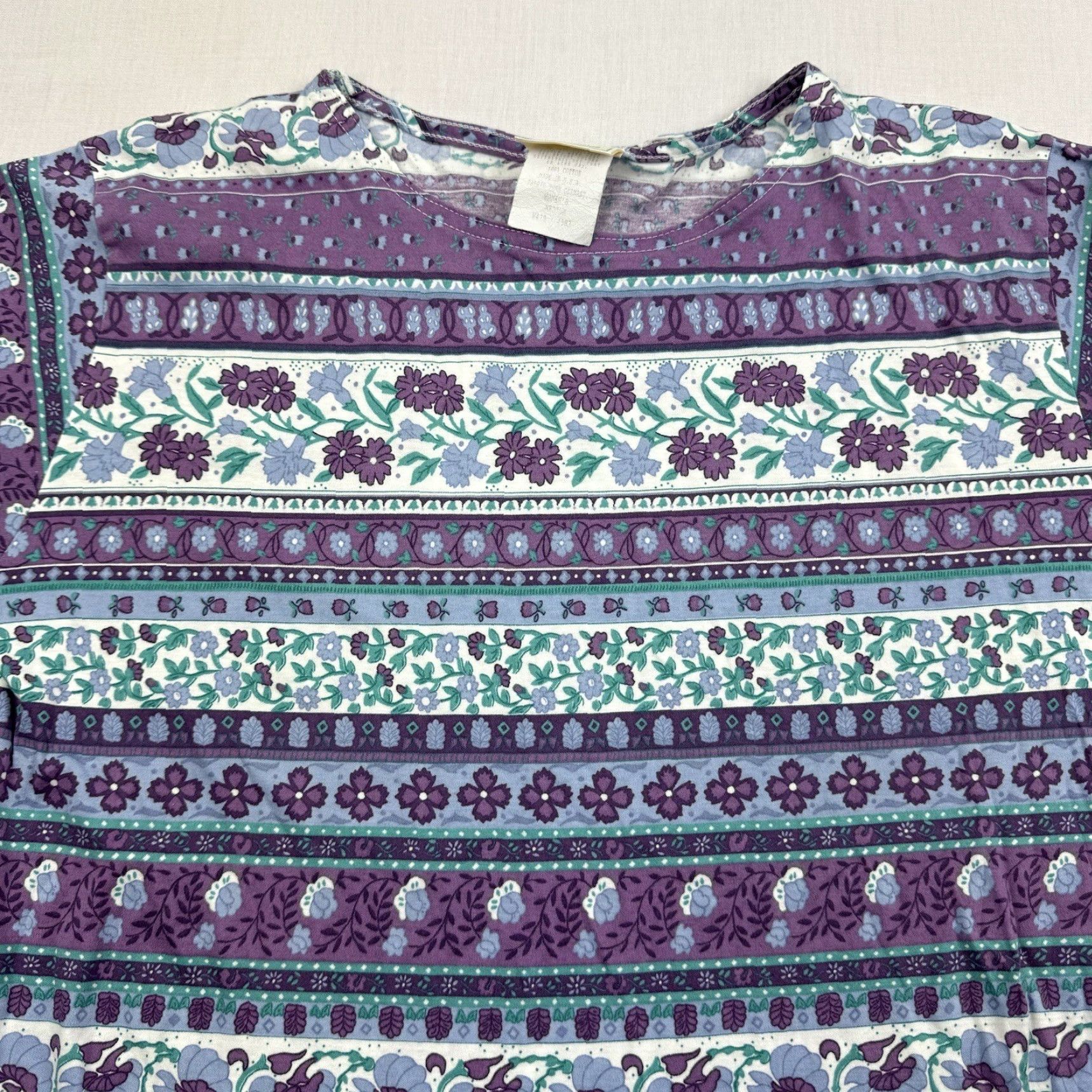 Vintage VINTAGE L.L.Bean Shirt Womens M Purple Floral Striped 90s USA Long Sleeve Top Adult Female Size M / US 6-8 / IT 42-44 - 2 Thumbnail