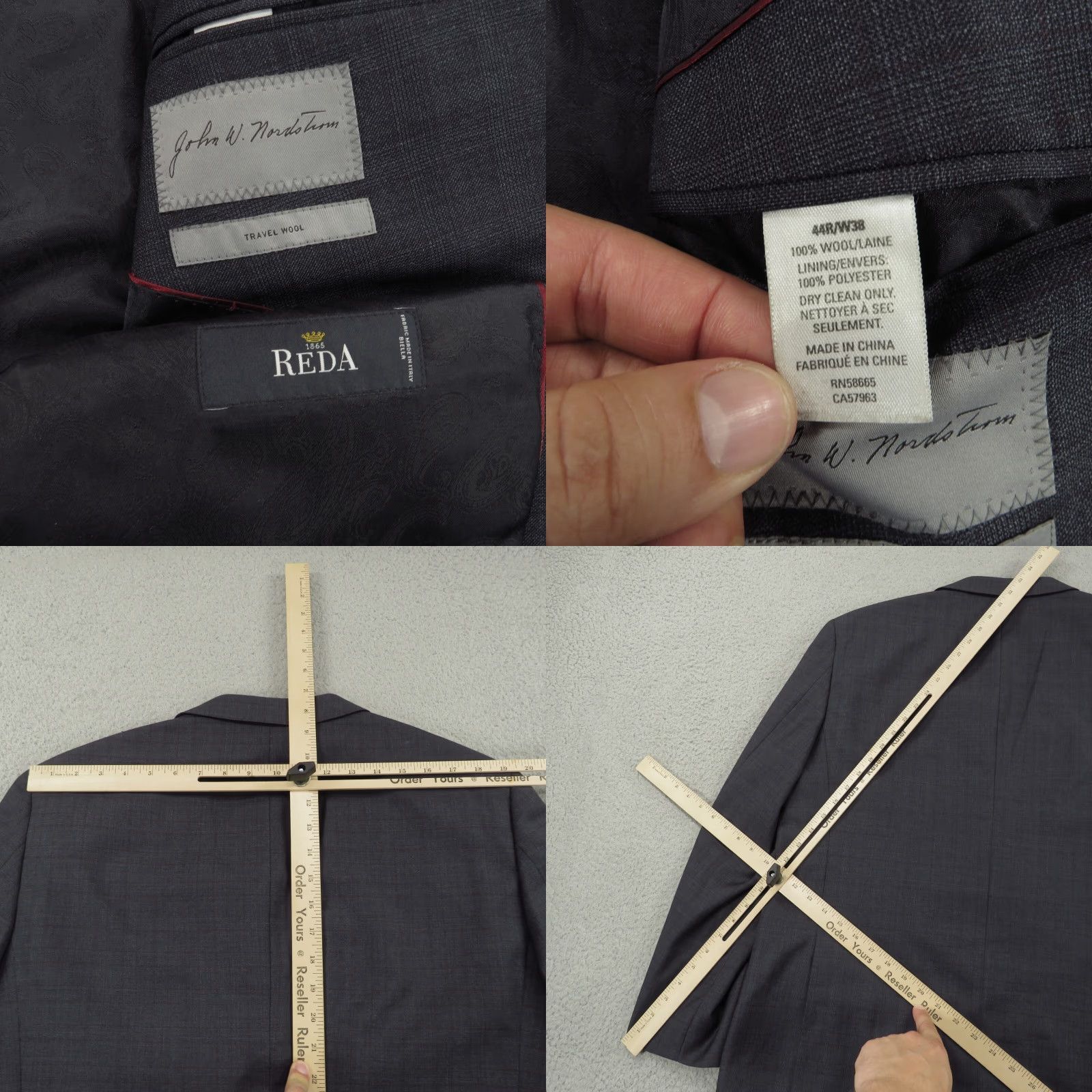 Vintage Reda Blazer Men 44R Navy Plaid Travel Wool Paisley Liner Sport Coat Jacket Check Size 44R - 8 Thumbnail