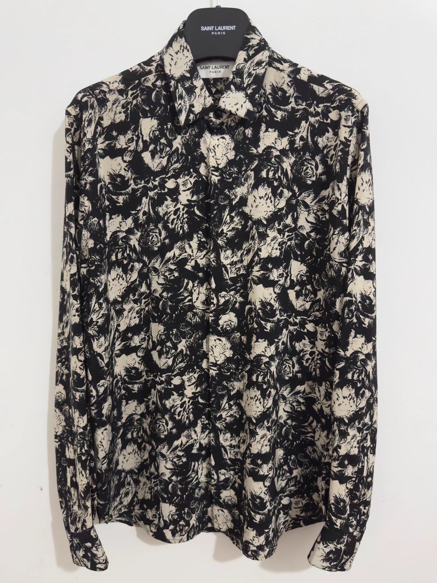 Saint Laurent Paris SAINT LAURENT SLP 21FW French Rose Print Silk Shirt 36 New Size US S / EU 44-46 / 1 - 1 Thumbnail