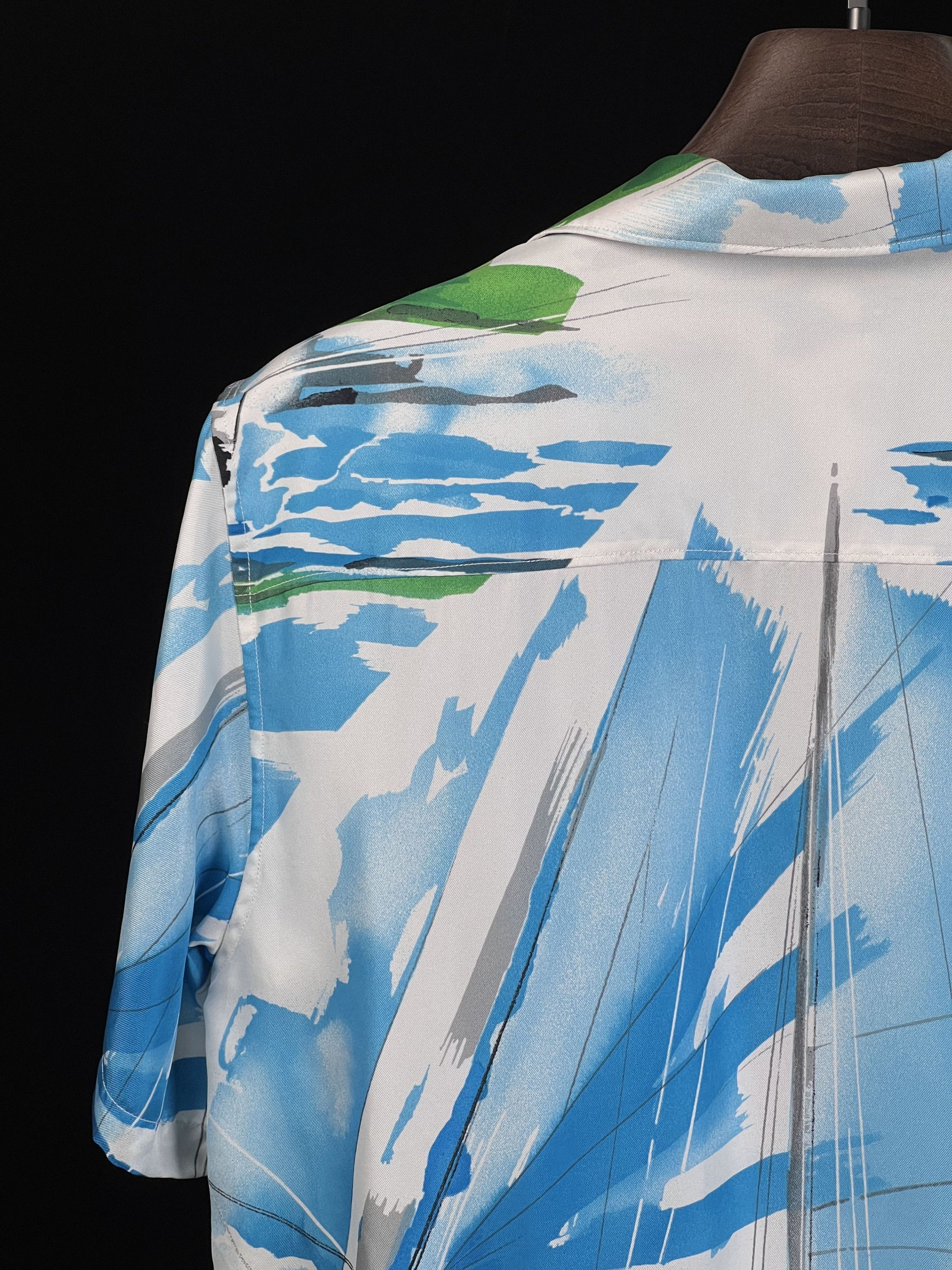 Brand New Silk Cabana Shirt Regatta Sample Novelty Pattern