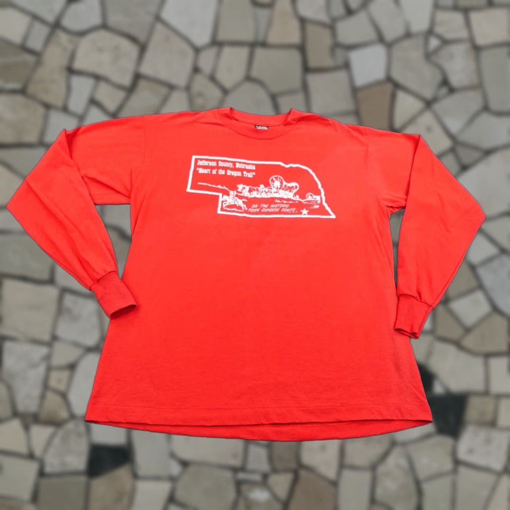 Vintage VINTAGE Oregon Trail Shirt Mens XL Red Jefferson County Nebraska Single Stitch Size US XL / EU 56 / 4 - 1 Thumbnail