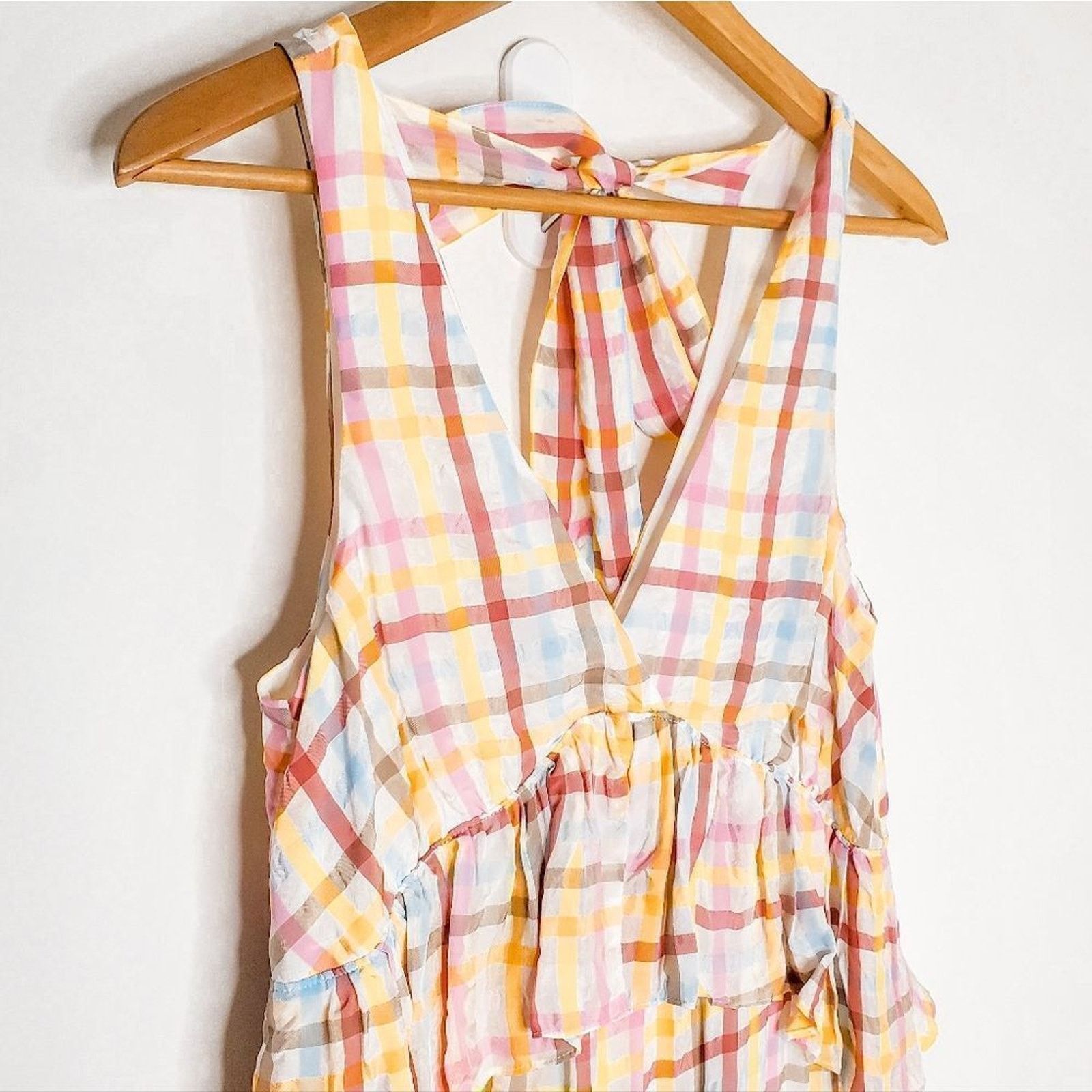 Cinq a Sept Cinq A Sept Astor Plaid White Pink Tiered Midi Dress Size 2 Size XS / US 0-2 / IT 36-38 - 4 Thumbnail