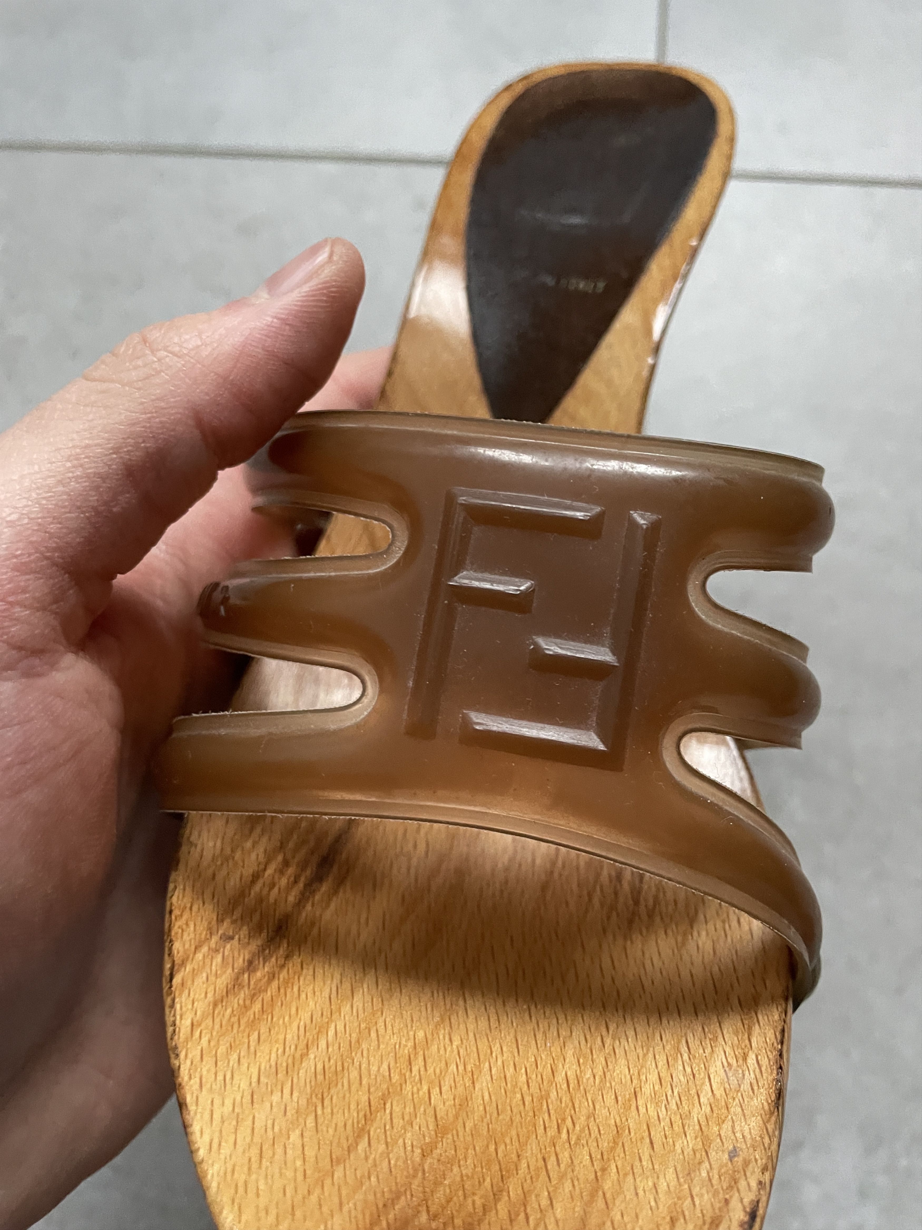 Fendi VINTAGE FENDI WOODEN MONOGRAM HEEL SANDALS Size US 9 / IT 39 - 3 Thumbnail