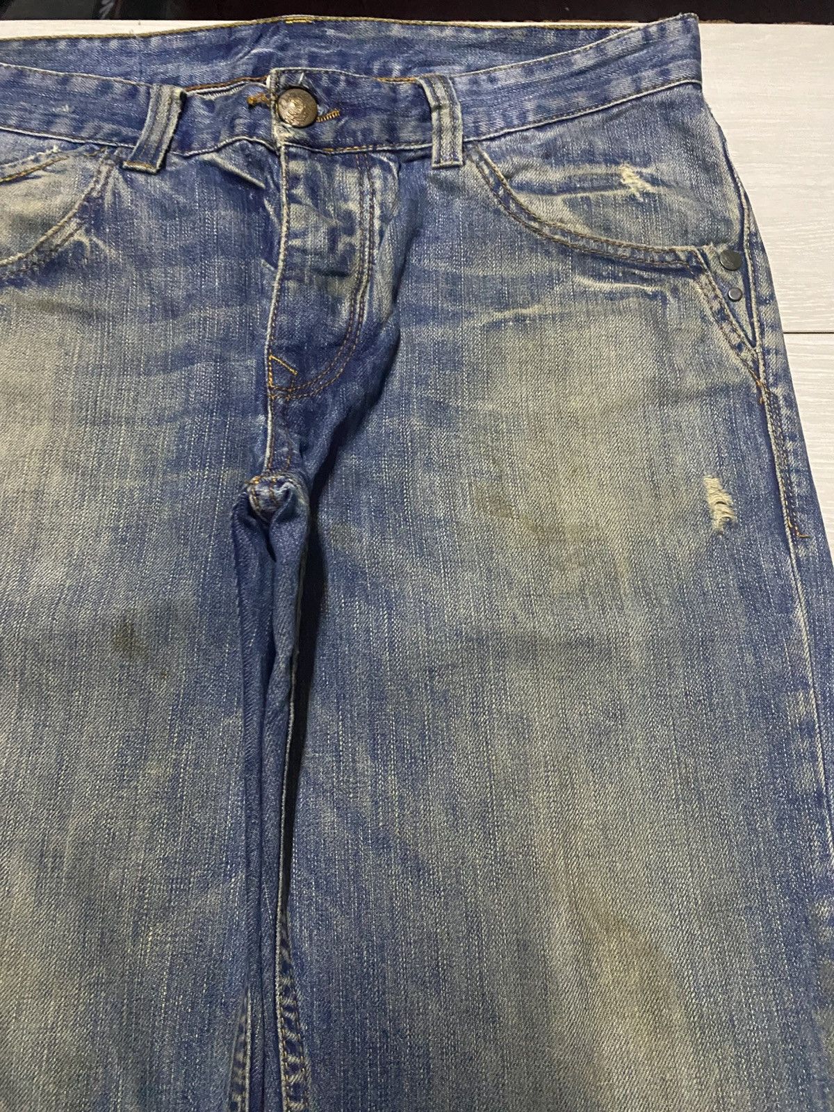 Rhude × Zara Vintage Zara Denim Mud Wash Distressed Loose Jeans Size US 34 / EU 50 - 8 Thumbnail