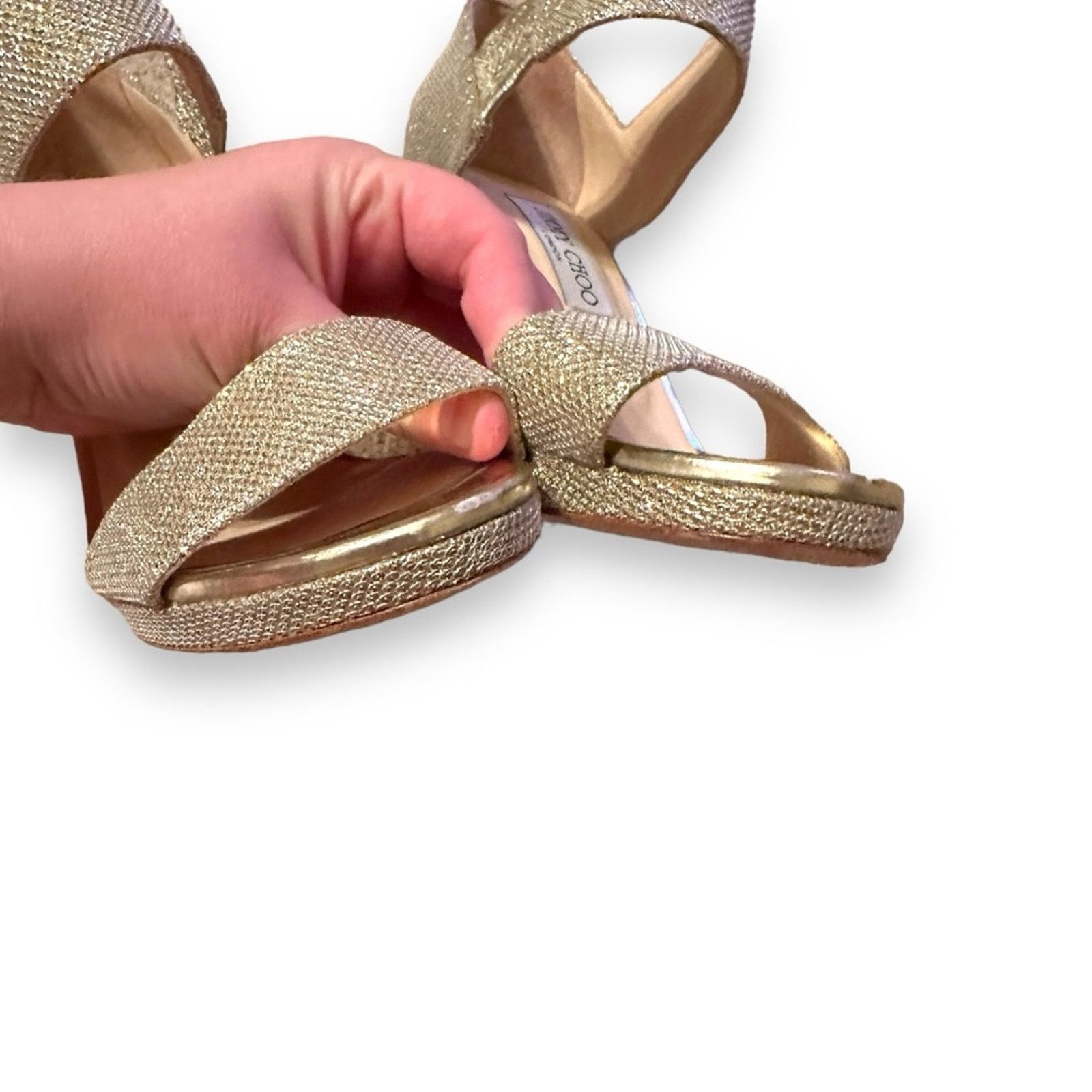Jimmy Choo Jimmy Choo Alana Lame Gold Glitter Stiletto High Heels 38 Size US 8 / IT 38 - 5 Thumbnail