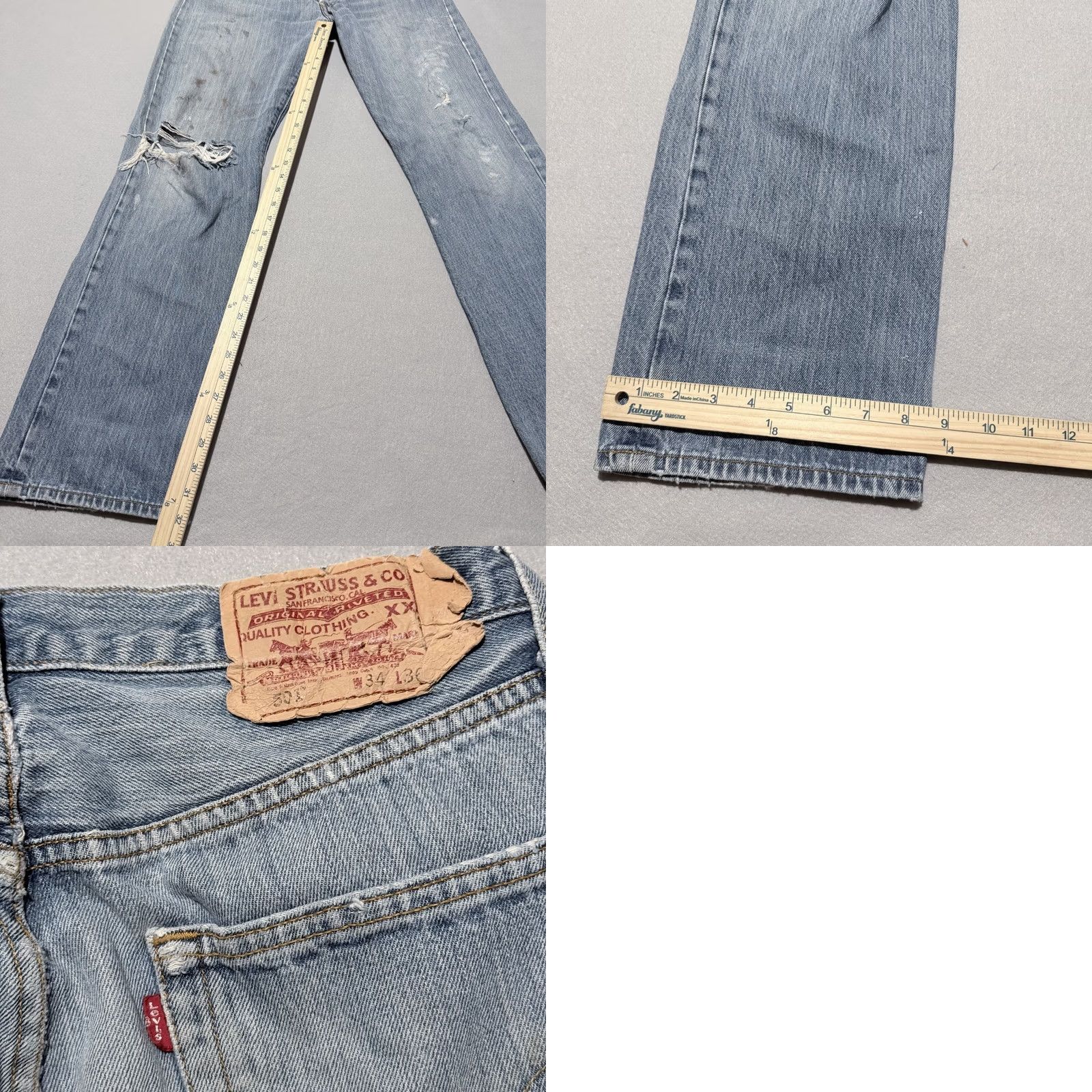 Levi's VINTAGE Levi's 501 Original Jeans Men Blue Denim Distressed Straight Fit - 34X36 Size US 34 / EU 50 - 9 Thumbnail