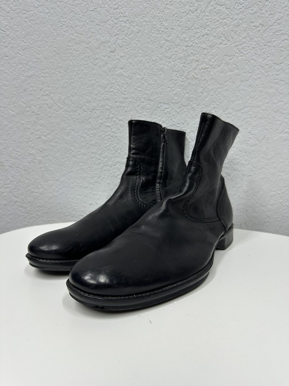 If Six Was Nine AS 98 Vibe Artisan Black Leather Side Zip Ankle Biker Boots Size US 11.5 / EU 44-45 - 2 Thumbnail
