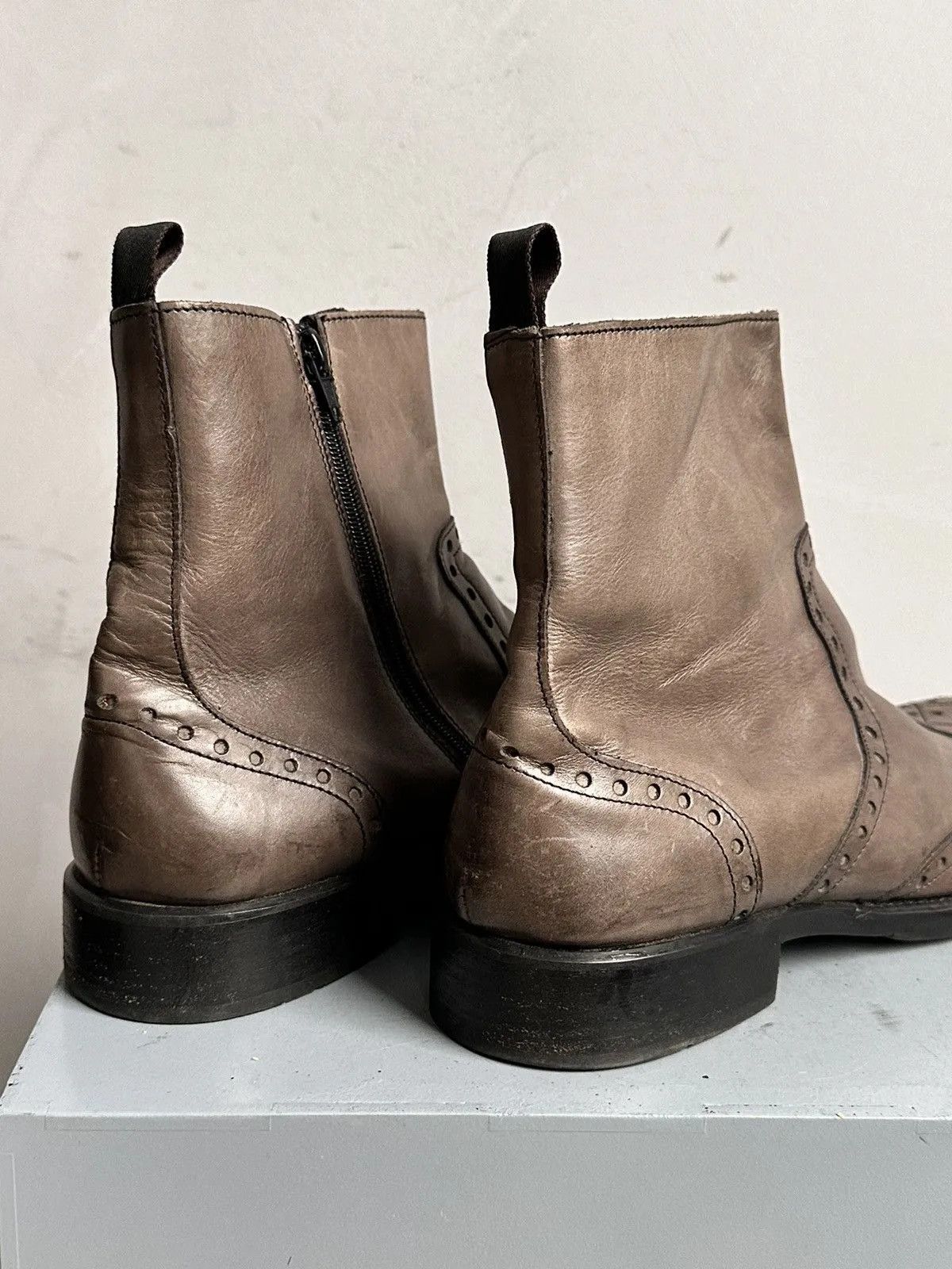 COWBOYS Leather brown chelsea MILITARY boots western Italy