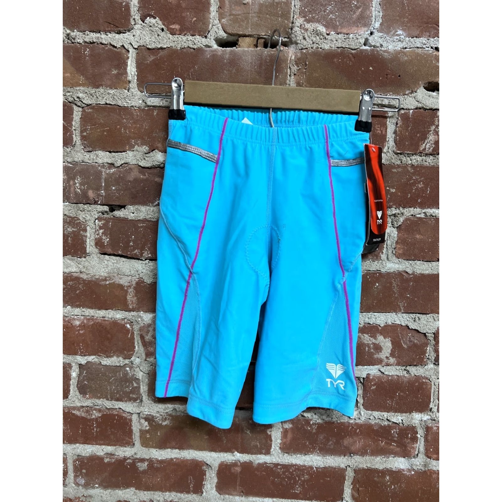 Vintage TYR Womens Small Black Blue 8 Inch Competitor Shorts New USA Shorts Bike Cycling Racing Size 28" / US 6 / IT 42 - 2 Thumbnail