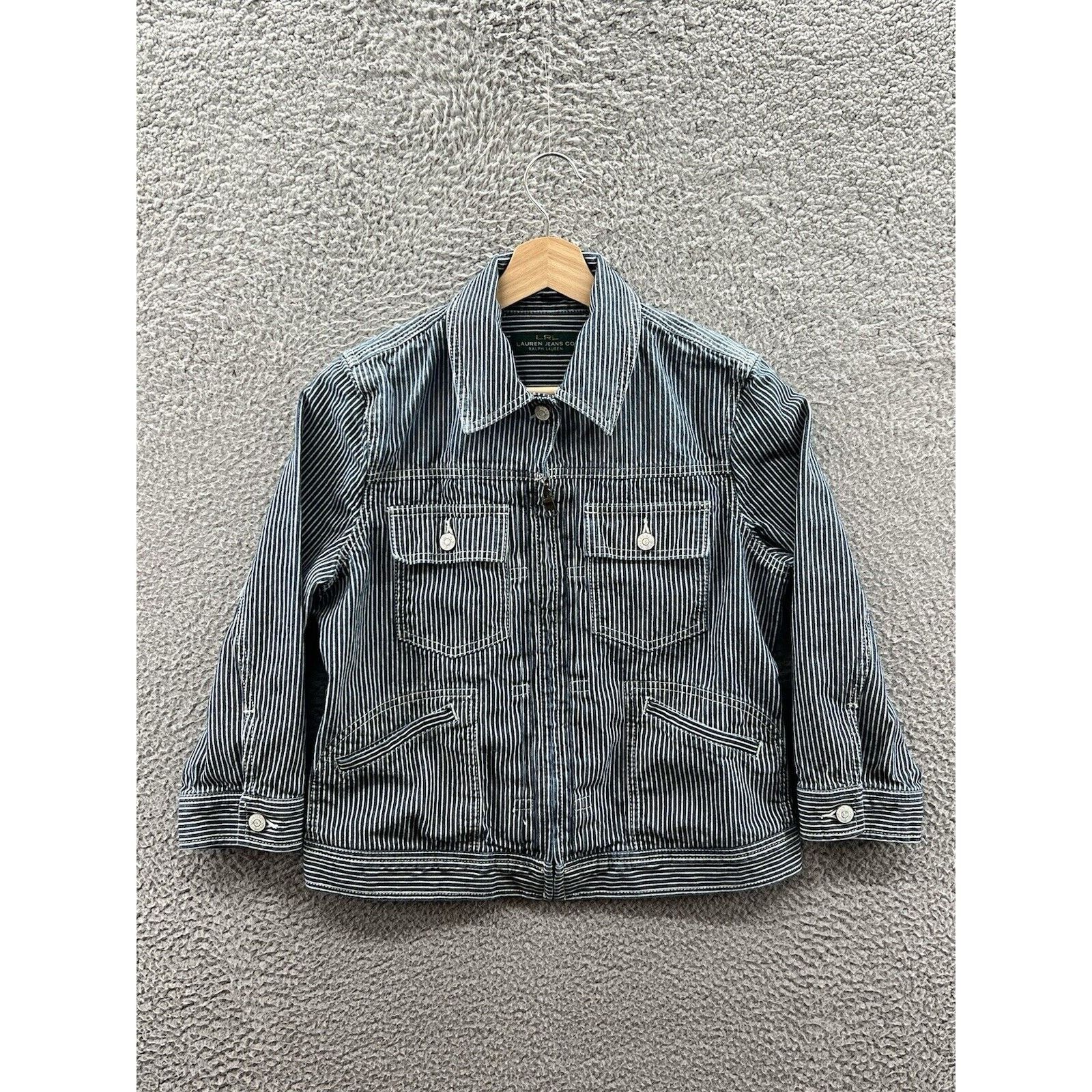 Ralph Lauren Lauren Ralph Lauren Jeans Blue White Railroad Striped Jacket Size M / US 6-8 / IT 42-44 - 1 Thumbnail