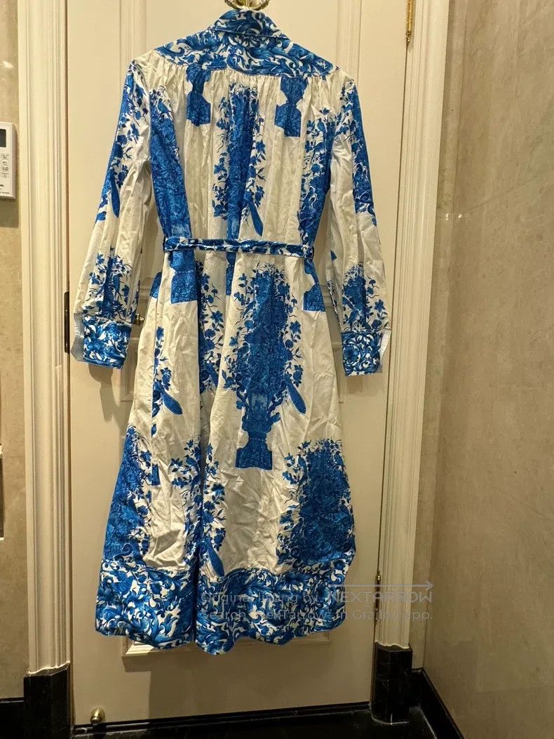 Valentino Valentino Blue and white porcelain cotton dress Size L / US 10 / IT 46 - 2 Thumbnail