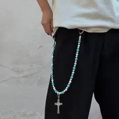 Jewelry Turquoise Beaded Wallet Chain, Pants Chain Size ONE SIZE - 7 Thumbnail
