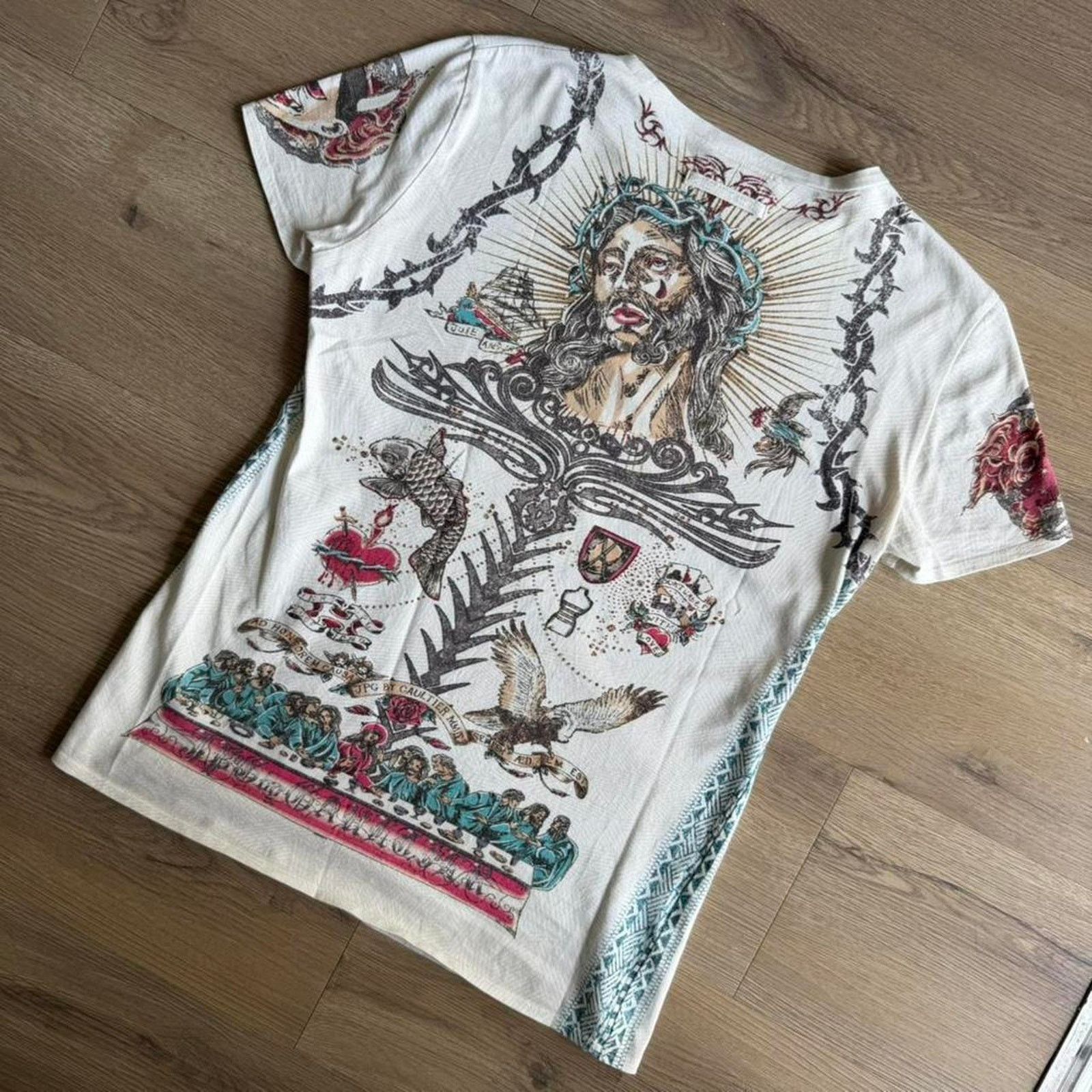 Jean Paul Gaultier Jean Paul Gaultier Jesus & Mary Tattoo Print T-Shirt Size US XXS / EU 40 - 7 Thumbnail