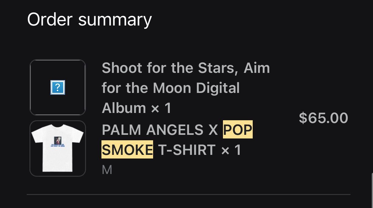 Rap Tees Palm Angels x Pop Smoke Limited Shirt Size Medium Size US M / EU 48-50 / 2 - 8 Thumbnail
