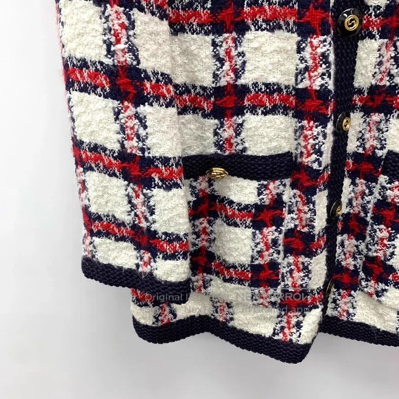 Gucci Gucci Colour-blocked plaid wool woven tweed round-neck sin Size M / US 6-8 / IT 42-44 - 4 Thumbnail