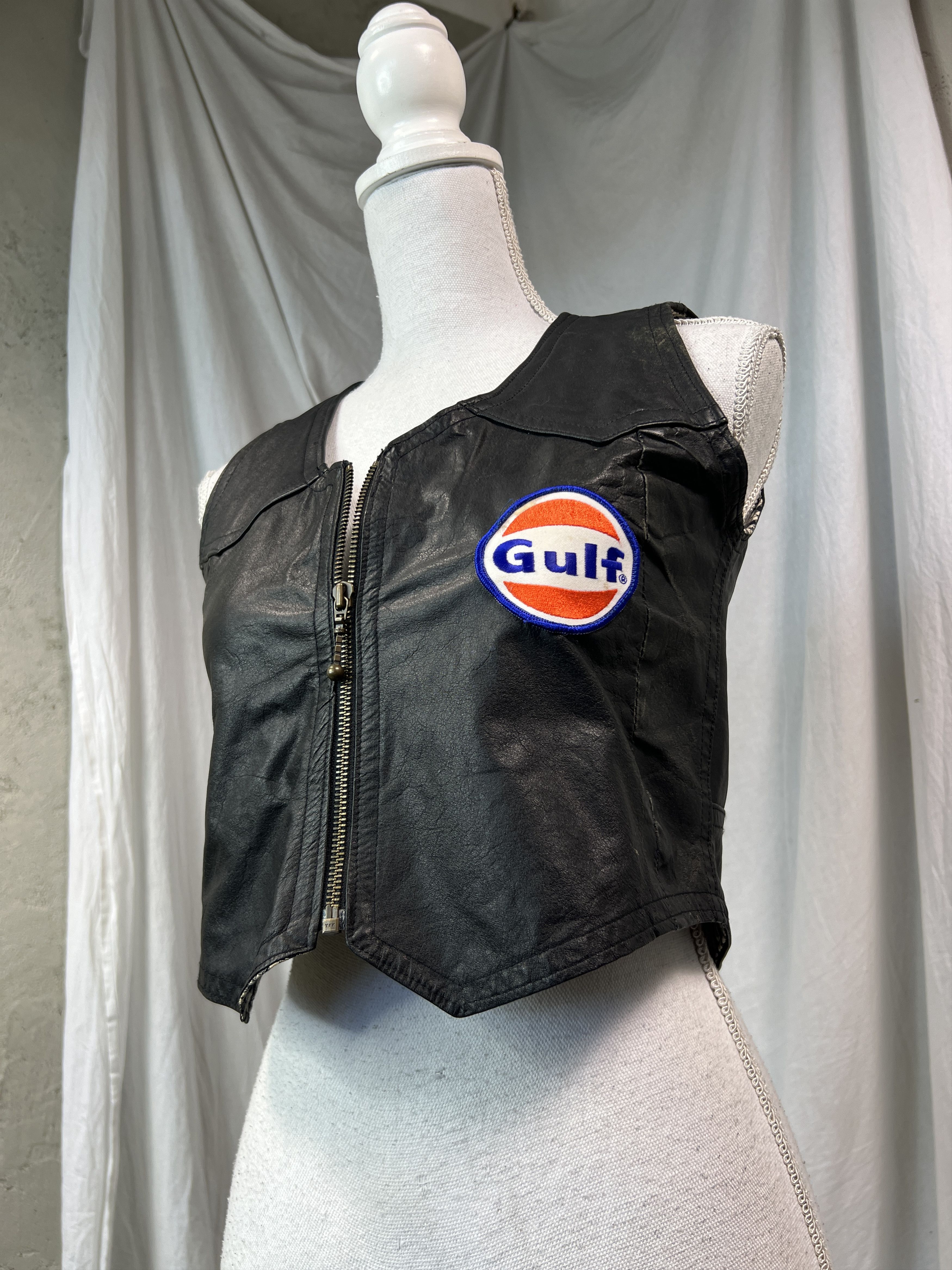 VintagLeather Moto Biker Gulf Racing Vest Y2K