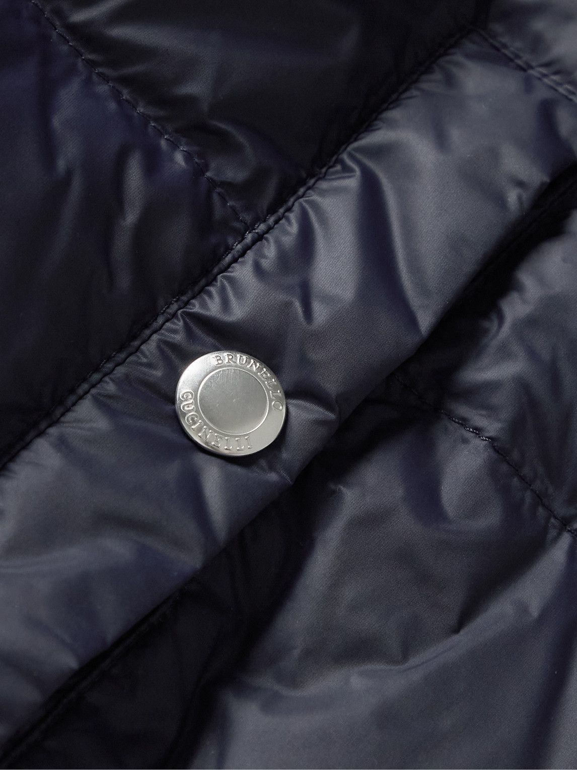 Brunello Cucinelli o1w1db10225 Quilted Shell Down Hooded Jacket in Dark Navy Size US XL / EU 56 / 4 - 3 Thumbnail