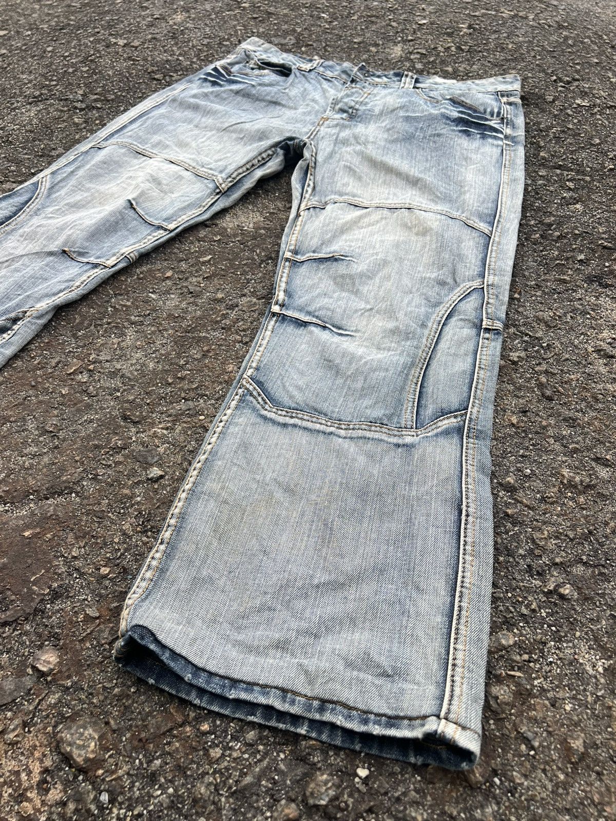 Japanese Brand Fishbone BAGGY JEANS Distressed Denim Size US 39 - 4 Thumbnail