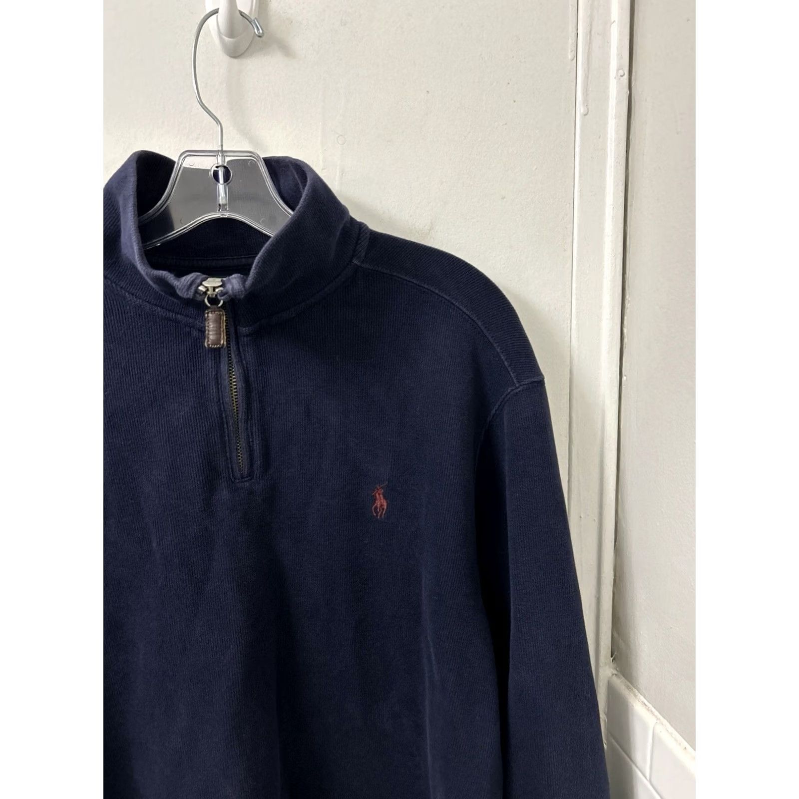 Polo Ralph Lauren VINTAGE Polo Ralph Lauren 1/4 Zip Mens L Navy Blue Pullover Cotton Ribbed Sweater Size US L / EU 52-54 / 3 - 4 Thumbnail