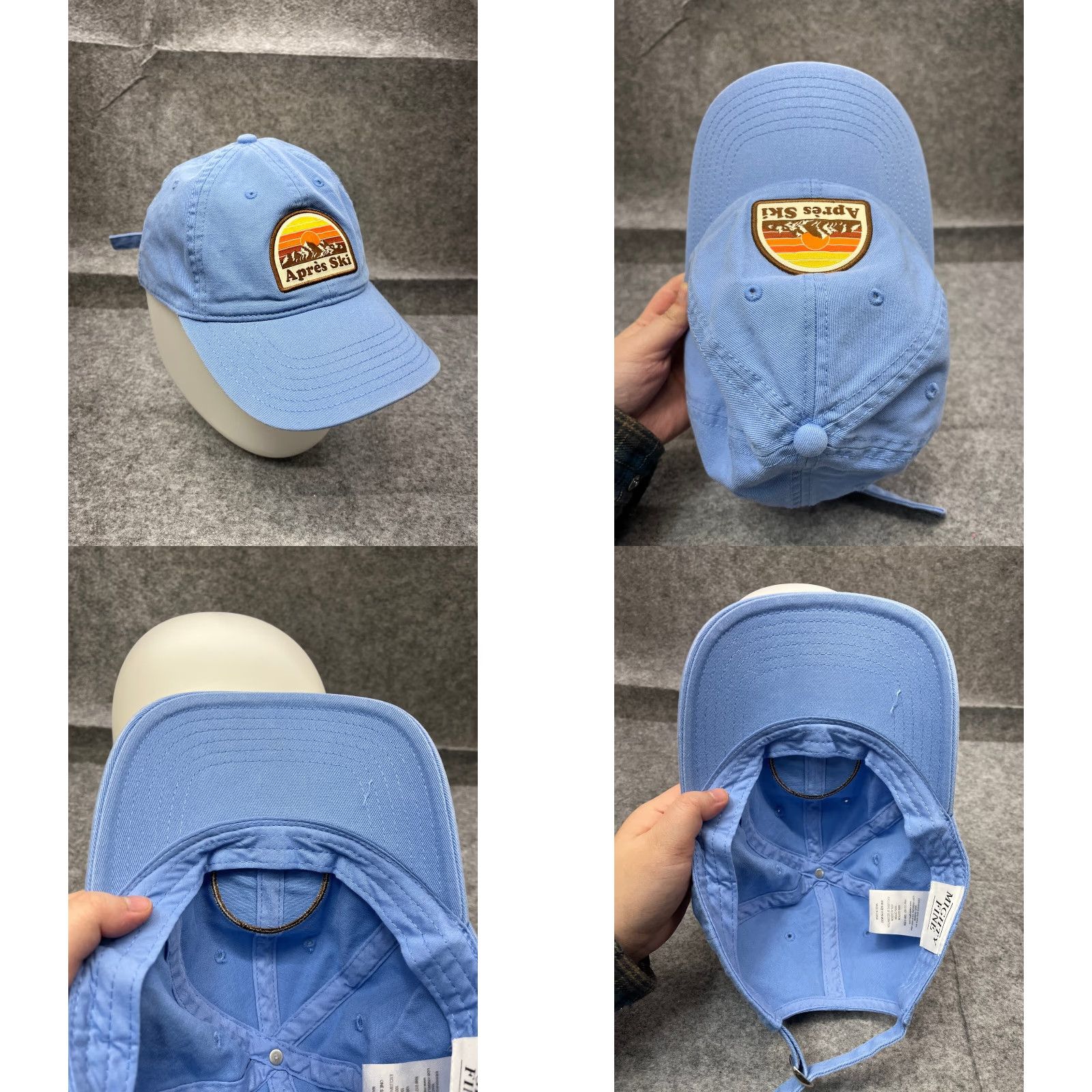 Vintage Après Ski After Skiing Hat Cap Strap Back Adult One Size Light Blue 100% Cotton Size ONE SIZE - 8 Thumbnail