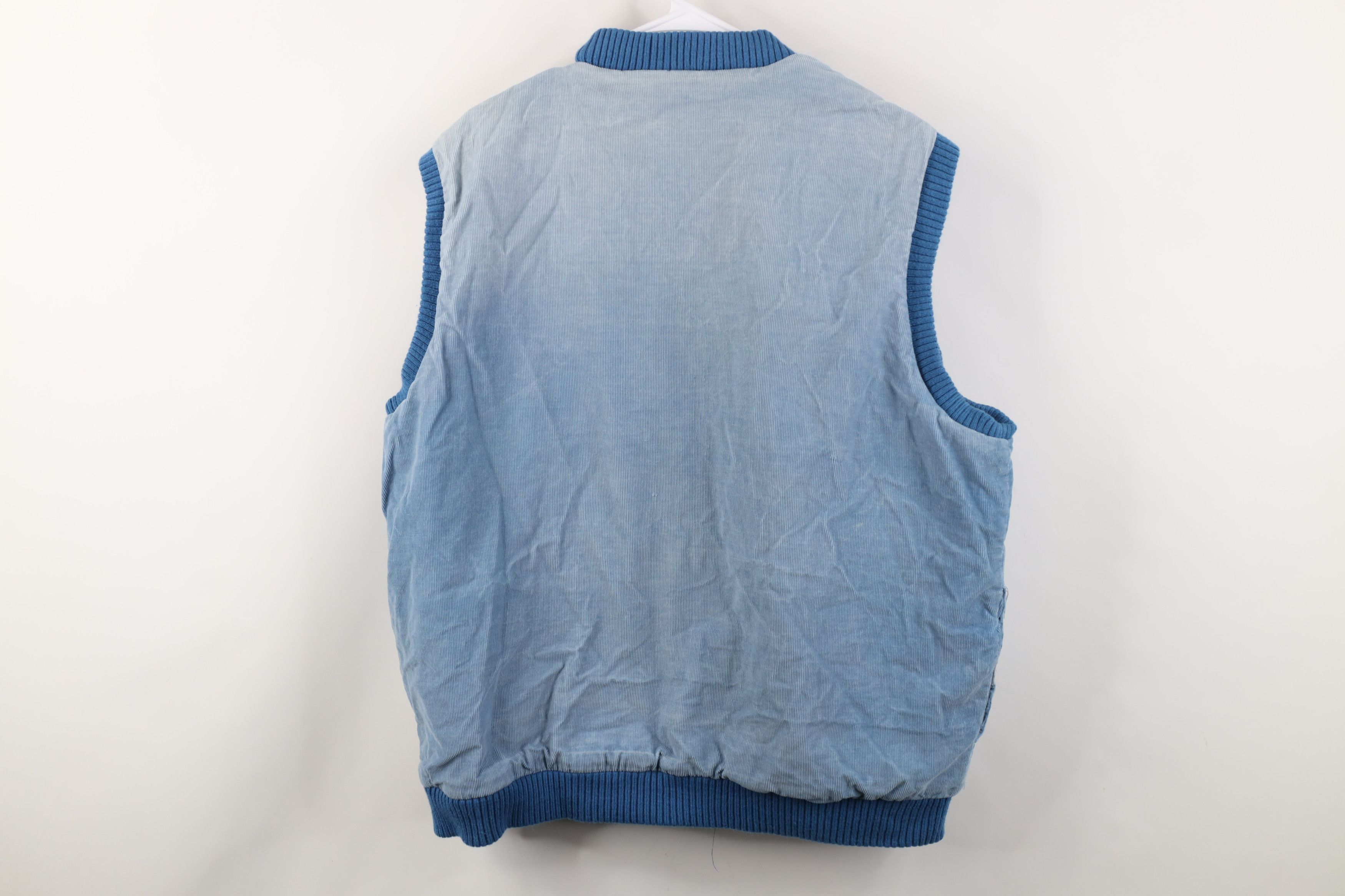 Vintage Vintage 90s Streetwear Quilted Corduroy Vest Jacket Blue Size US XXL / EU 58 / 5 - 15 Thumbnail