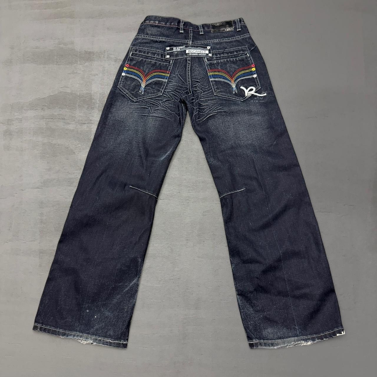 Rocawear Rocawear Button Fly Distressed Faded Wide Leg Jeans 30 x 30 Size US 30 / EU 46 - 1 Thumbnail