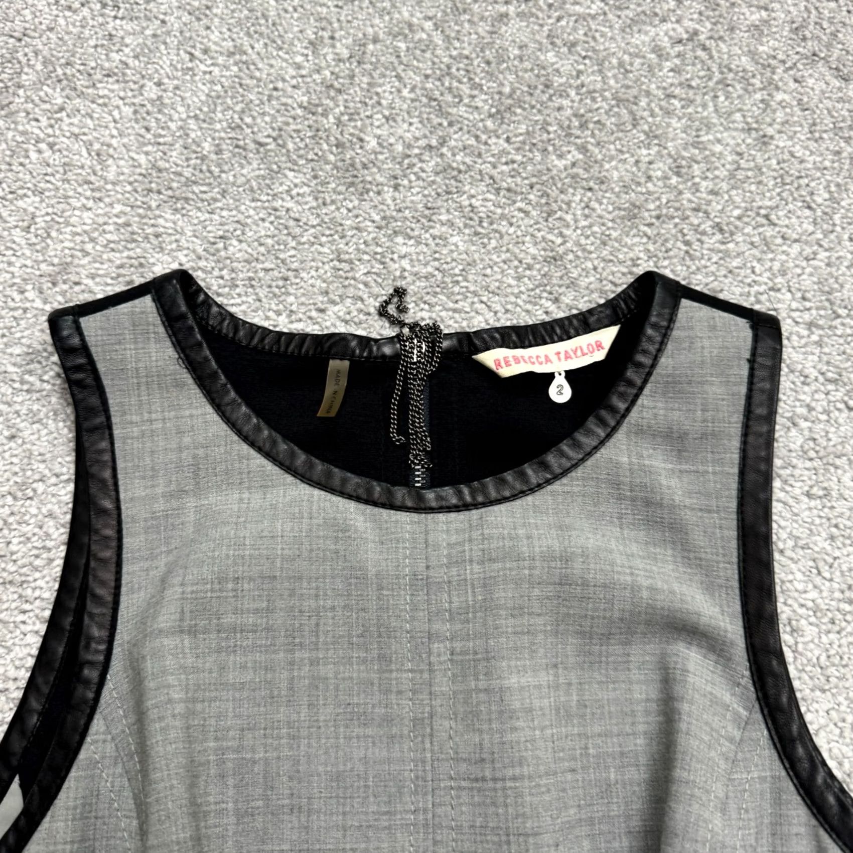 Rebecca Taylor Rebecca Taylor Wool Blend Leather Trim A-Line Fit & Flare Mini Dress Women XL Blue Colorblock Sleeveless Strappy Sleeve Size XL / US 12-14 / IT 48-50 - 3 Thumbnail