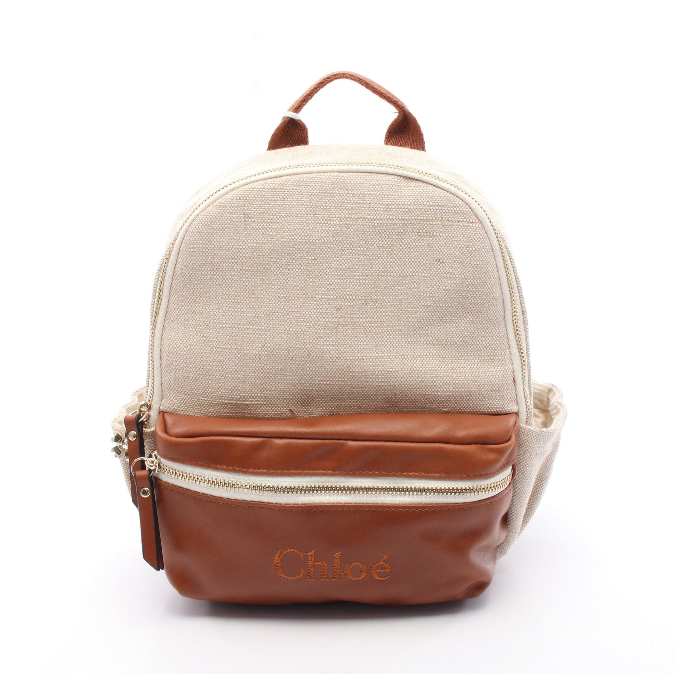 Chloé Canvas Leather Backpack Brown Logo Chloe Backpack Rucksack Canvas Leather Ivory Brown Kids